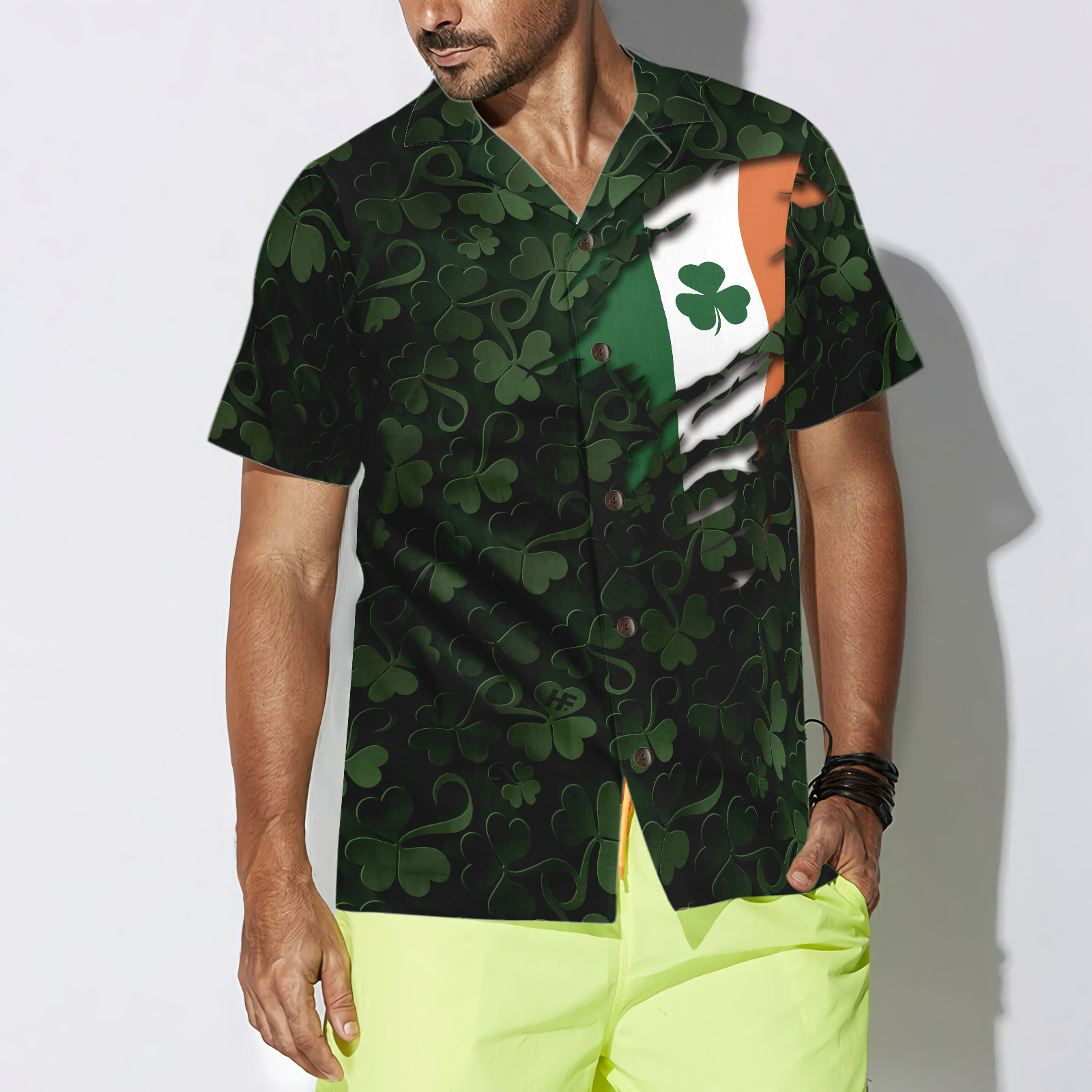 Irish By The Grace Of God Shamrock Hawaiian Shirt - Hyperfavor