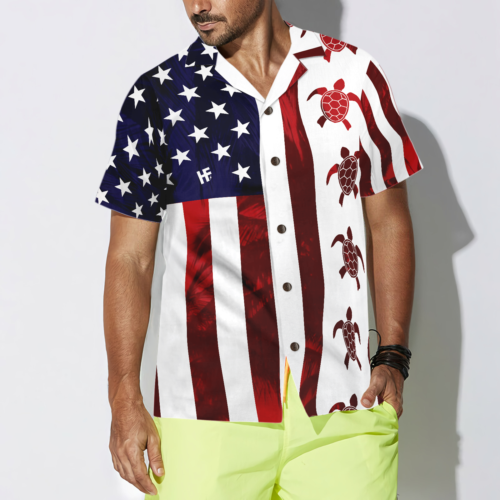 Turtle Flag American Hawaiian Shirt - Hyperfavor