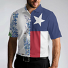 Texas Flag Bluebonnets Polo Shirt For Golf, Floral Texas Flag Polo Shirt, Texas Proud Shirt For Men - Hyperfavor