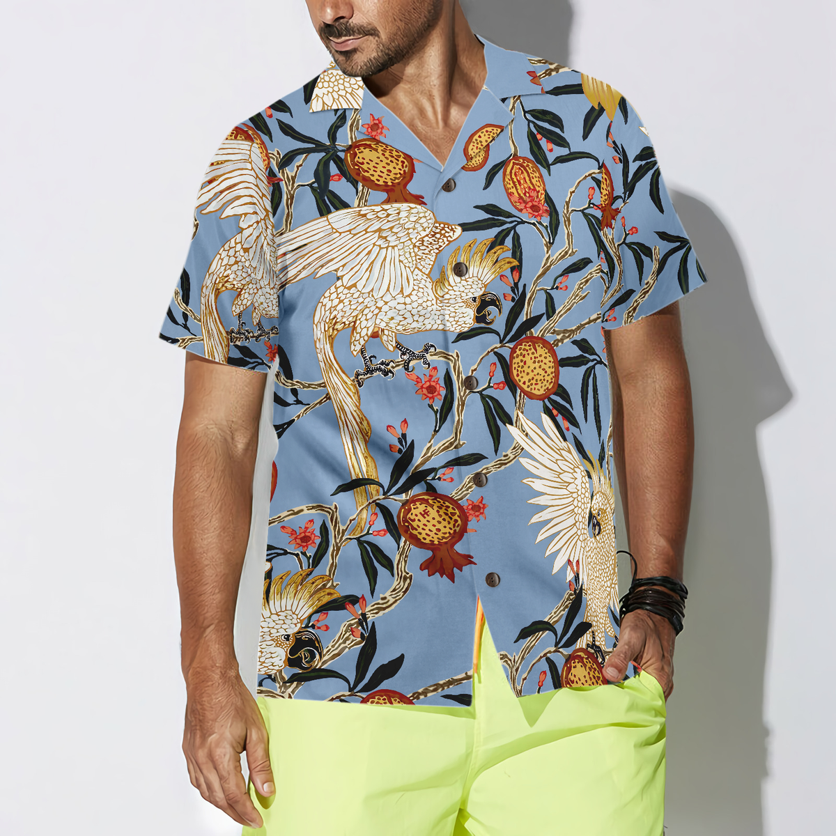 Pomegranates And Cookatoo Shirt For Men Hawaiian Shirt - Hyperfavor