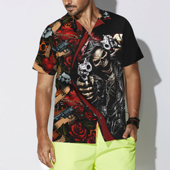 Cool Gun Skull Hawaiian Shirt - Hyperfavor