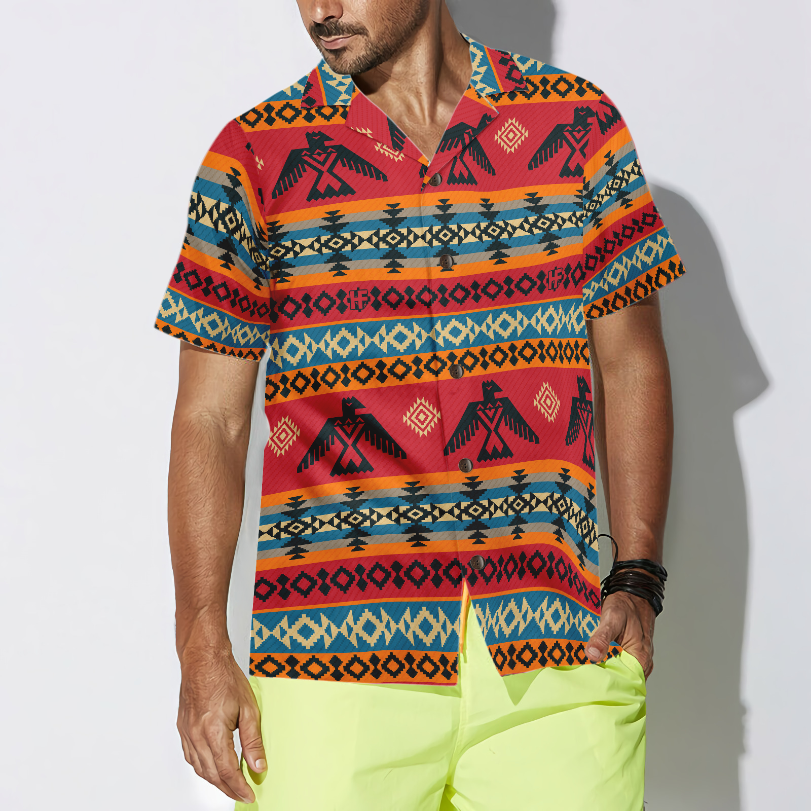 Geometric Tribal American Eagle Shirt Hawaiian Shirt - Hyperfavor