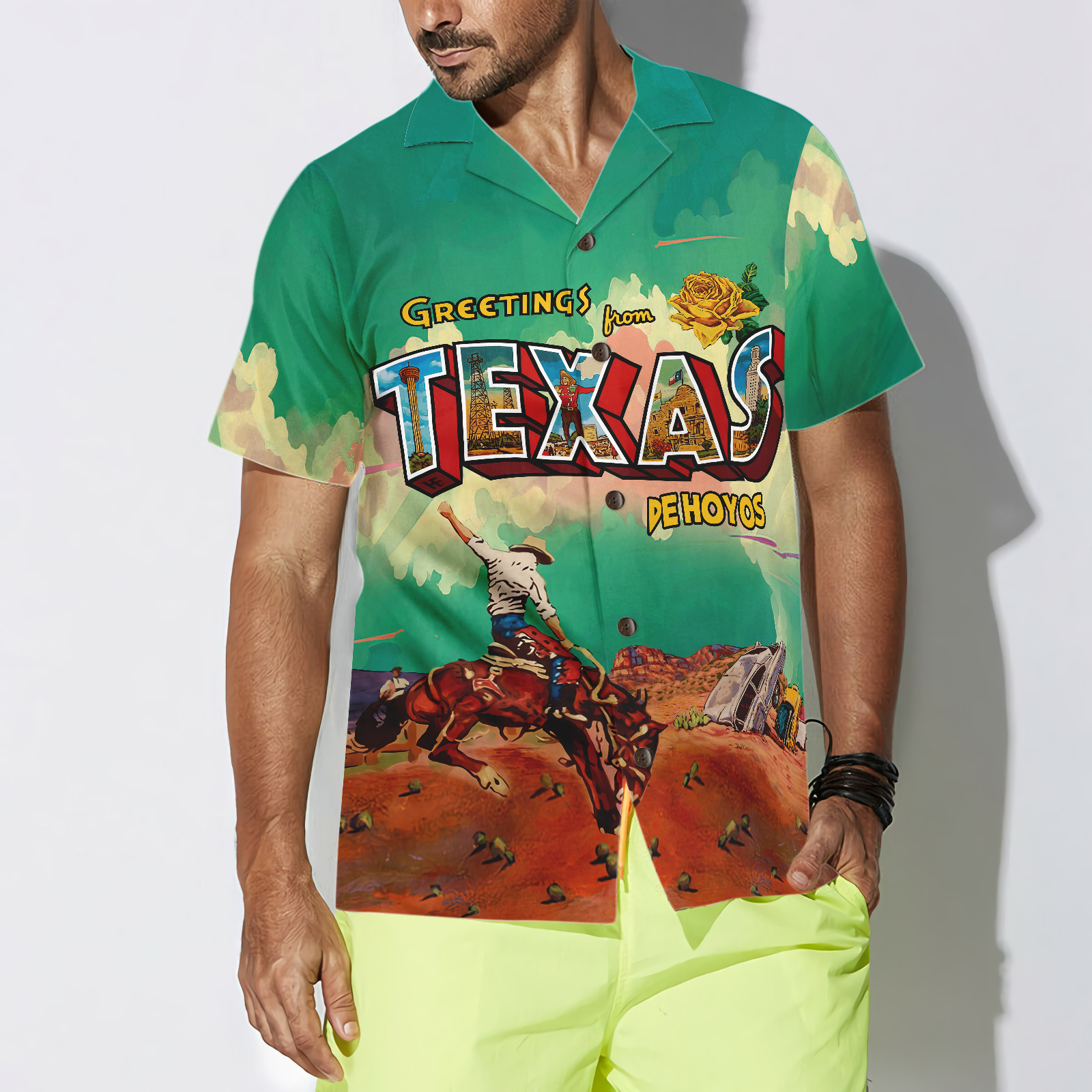 Greetings From Texas Custom Hawaiian Shirt, Cowboy Rodeo Texas Western Shirt, Texas Home Shirt For Men - Hyperfavor