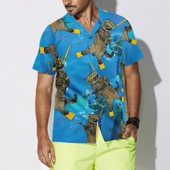 Cat Diver Hawaiian Shirt - Hyperfavor