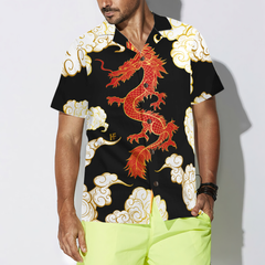 Cool Chinese Dragon Black Red Cloud Hawaiian Shirt - Hyperfavor