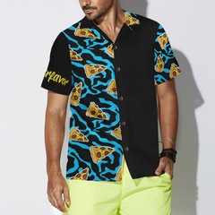 Pizza On Blue Zebra Print Hawaiian Shirt - Hyperfavor