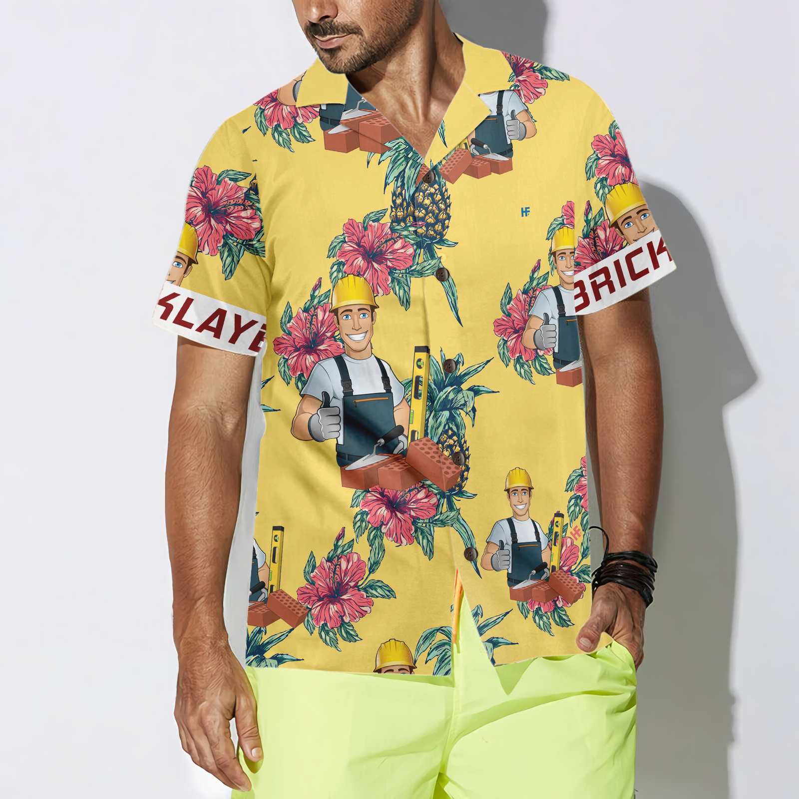 Bricklayer Pineapple Seamless Pattern Hawaiian Shirt - Hyperfavor