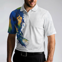 Let’s Par Tee Colorful Water Color Golf Short Sleeve Polo Shirt, White Golf Shirt For Men - Hyperfavor