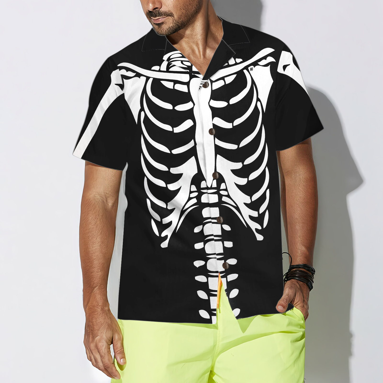 Halloween Skeleton Costume Shirt Hawaiian Shirt - Hyperfavor