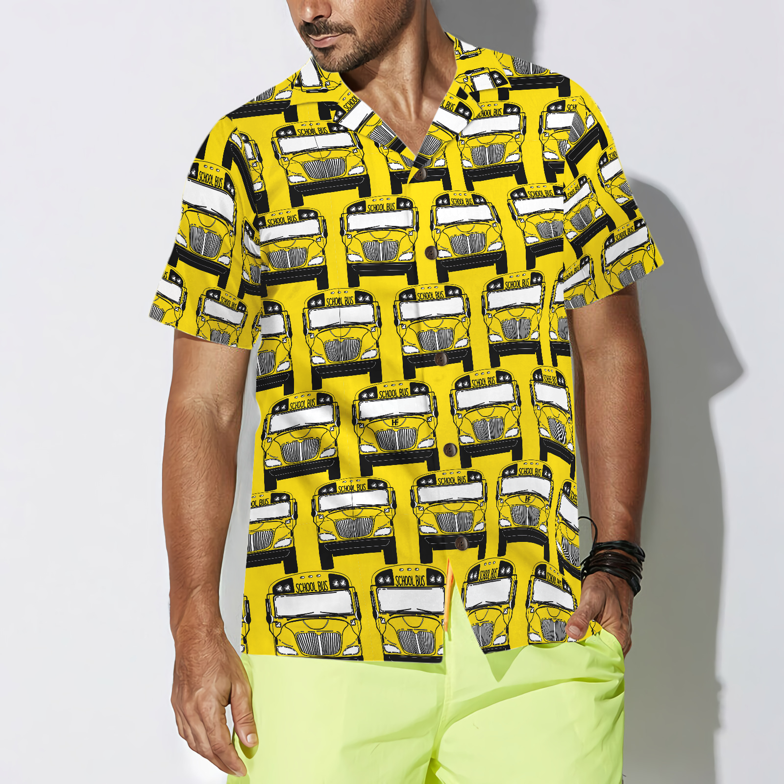 Bus Driver School Bus Pattern Hawaiian Shirt - Hyperfavor