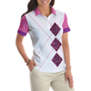 Never Underestimate An Old Woman With A Golf Club Golf Short Sleeve Women Polo Shirt, White And Pink Golf Shirt For Ladies - Hyperfavor