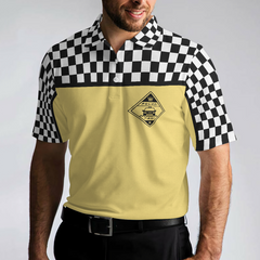 Relaxi Taxi Short Sleeve Polo Shirt, Black And White Checker Pattern Yellow Taxi Shirt For Men - Hyperfavor