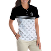 Crossed Black Golf Clubs Golf Short Sleeve Women Polo Shirt, Black And White Golf Shirt For Ladies - Hyperfavor