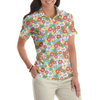 Tropical Flowers Pattern Short Sleeve Women Polo Shirt - Hyperfavor