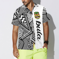 Customized Black and White Modern Pattern Bula Hawaiian Shirt - Hyperfavor