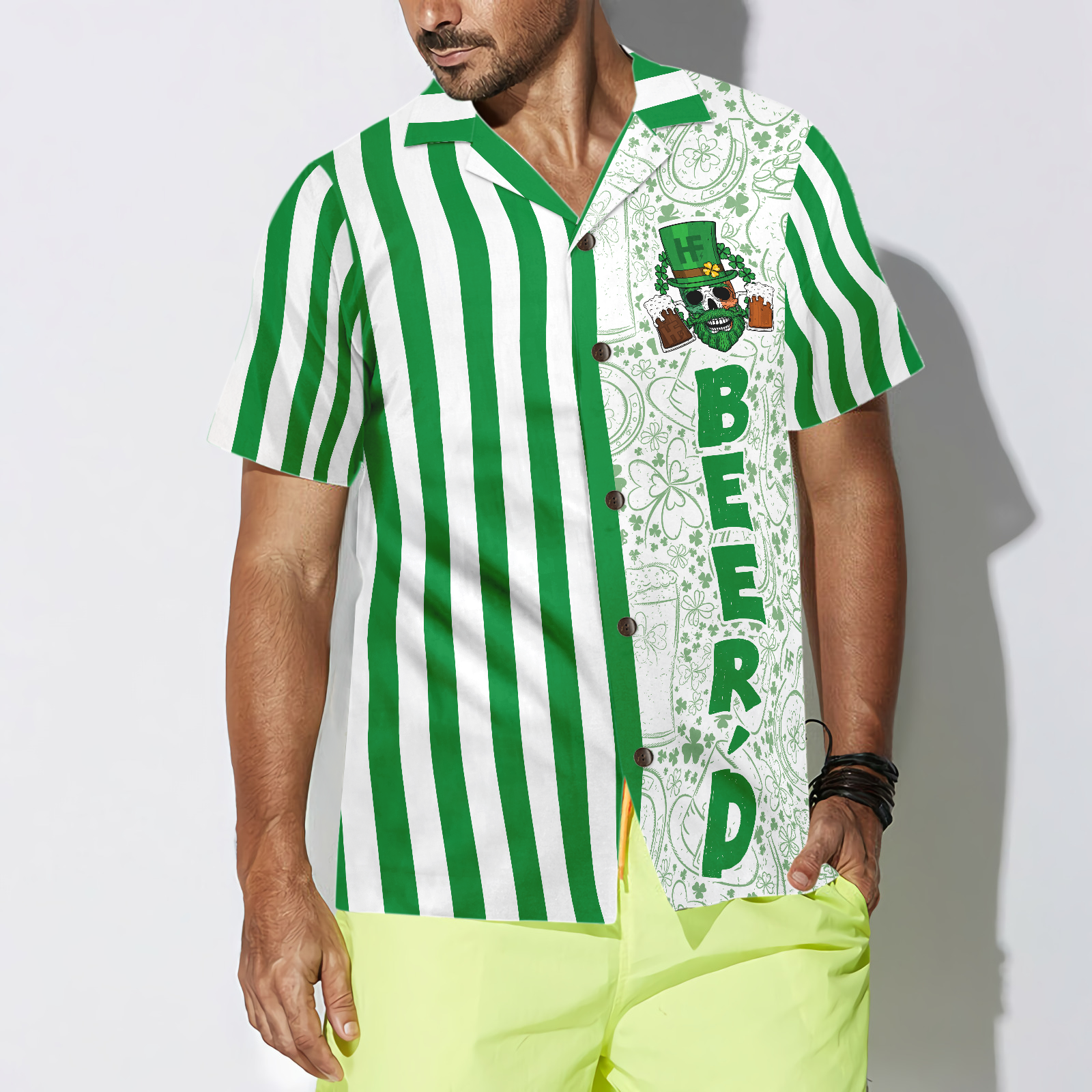 Beer'd Happy Saint Patrick's Day Hawaiian Shirt - Hyperfavor