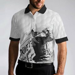 Drive It Like You Stole It Golf Polo Shirt, Short Sleeve Black And White Golf Shirt For Men - Hyperfavor