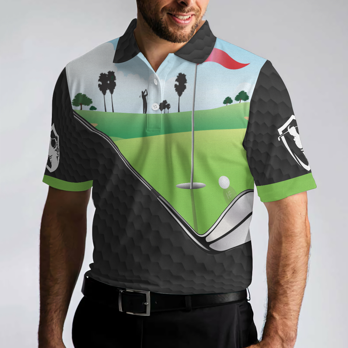 Yes I Do Have A Retirement Plan Golf Polo Shirt, Black Golf Pattern Green Golf Course Polo Shirt, Best Golf Shirt For Men - Hyperfavor