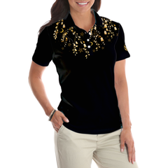 Elegant Gold Pattern Queen Of The Green Golf Short Sleeve Women Polo Shirt, Unique Female Golf Gift - Hyperfavor