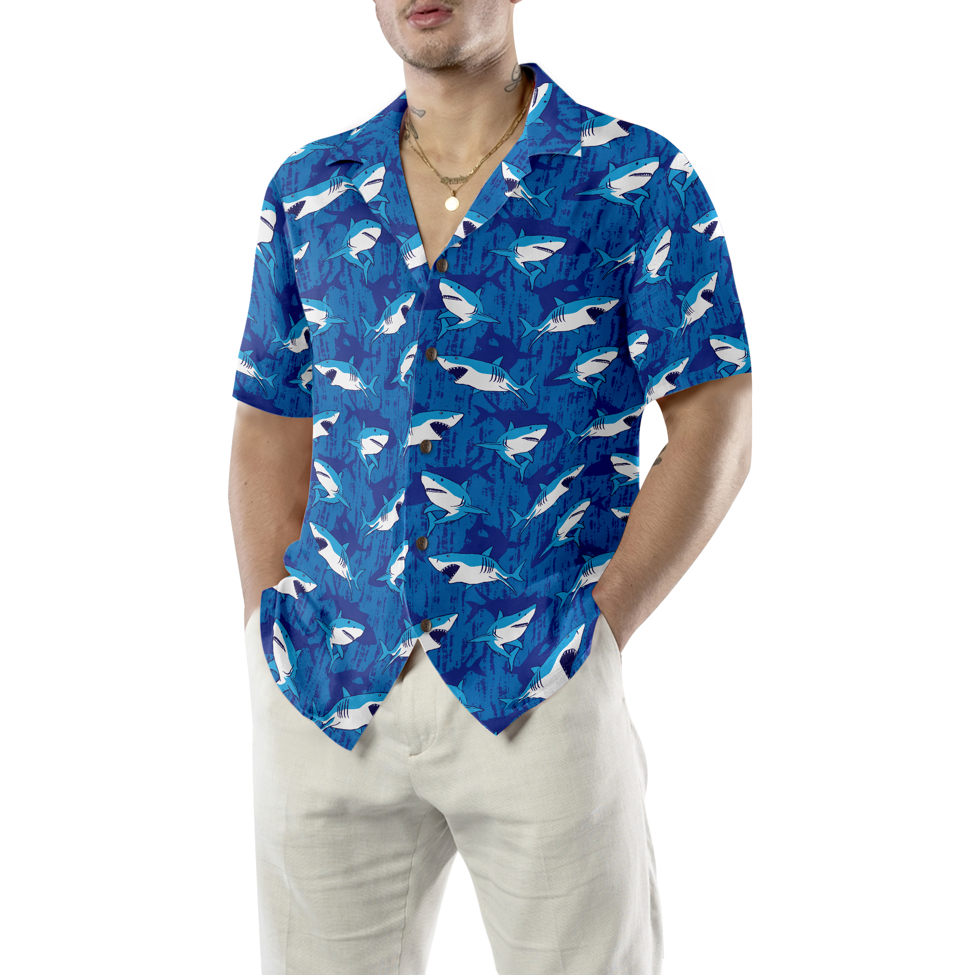 Shark Pattern 03 Hawaiian Shirt - Hyperfavor