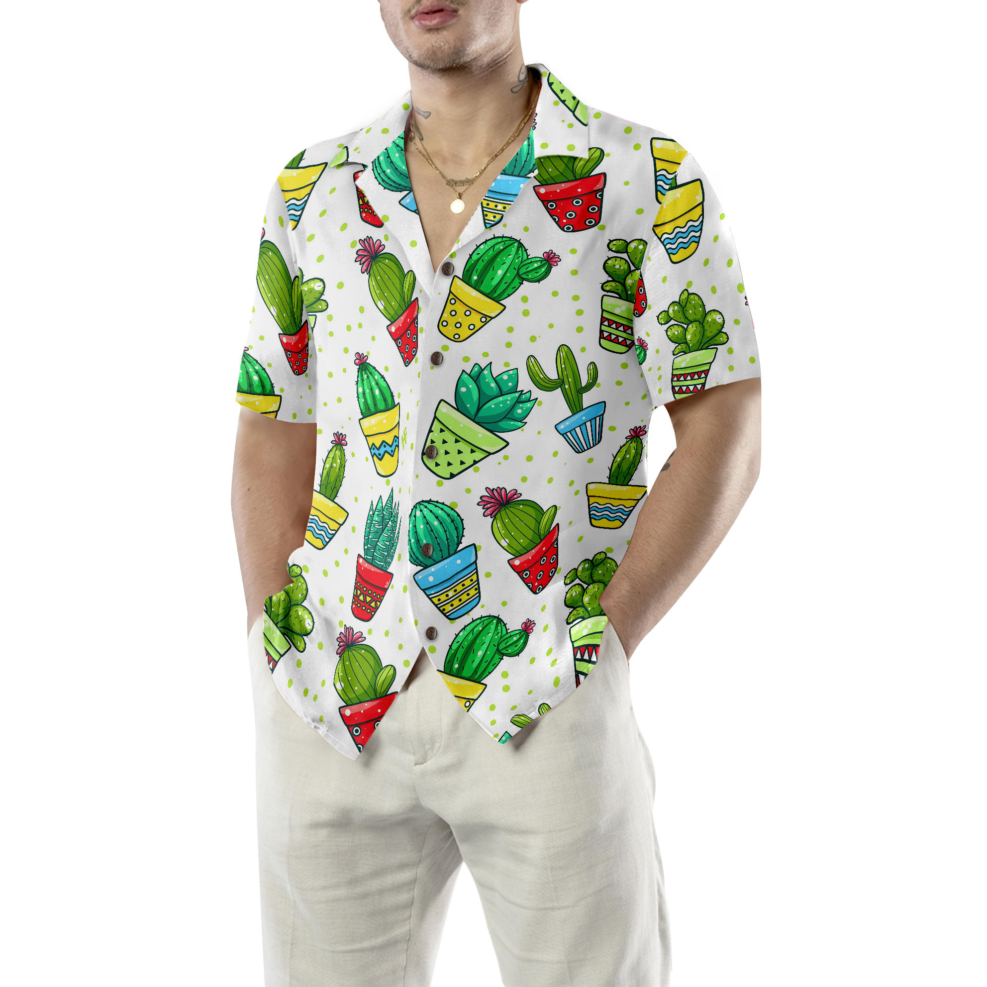 Cactus Seamless Pattern Hawaiian Shirt - Hyperfavor