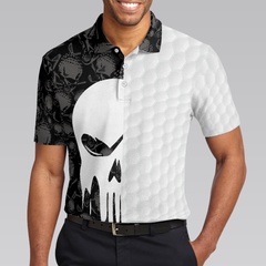 Bad Day Of Golf Polo Shirt, Black And White Skull Golf Shirt For Golfers, Funny Golf Shirt With Sayings - Hyperfavor