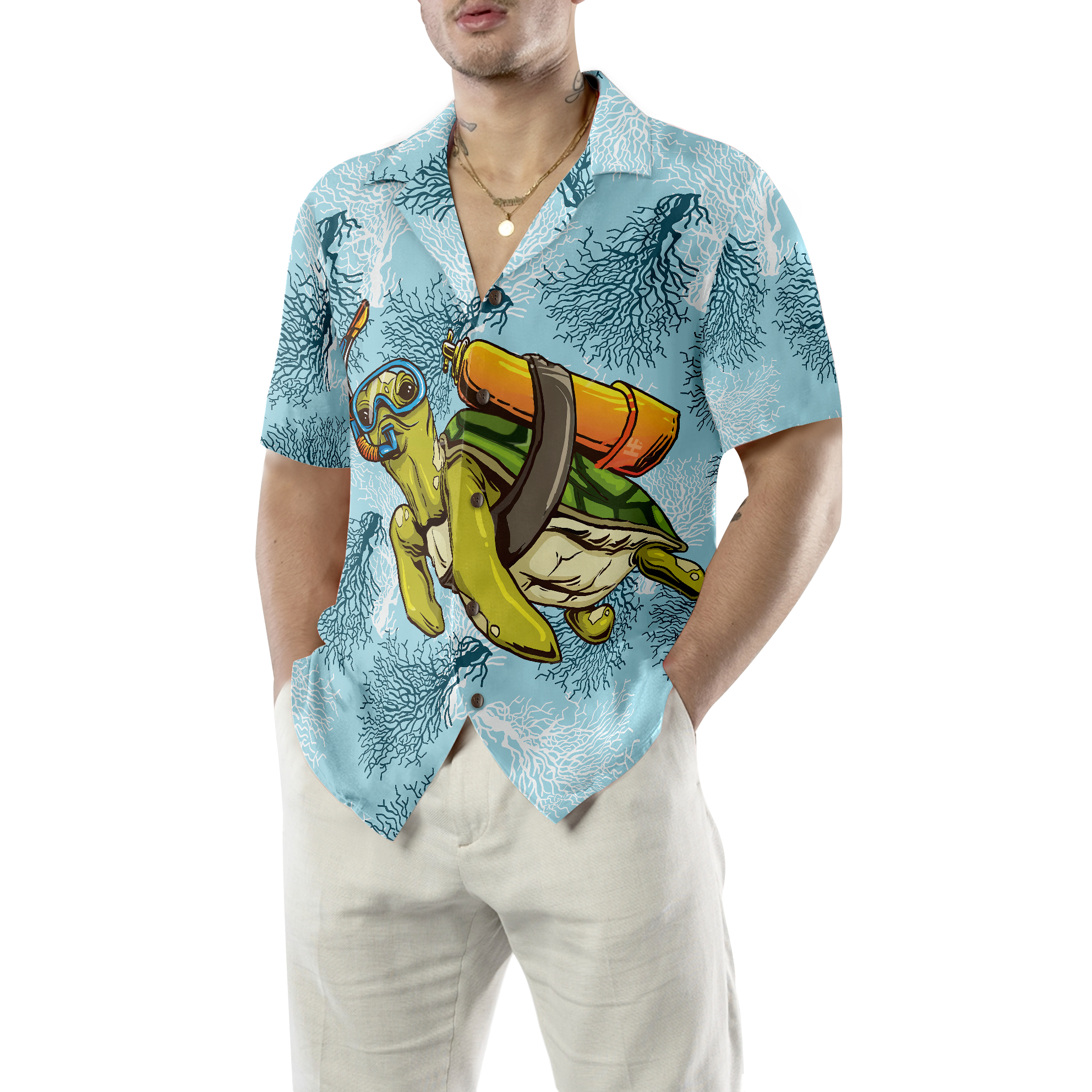 Turtle Scuba Diving Shirt For Men Hawaiian Shirt - Hyperfavor