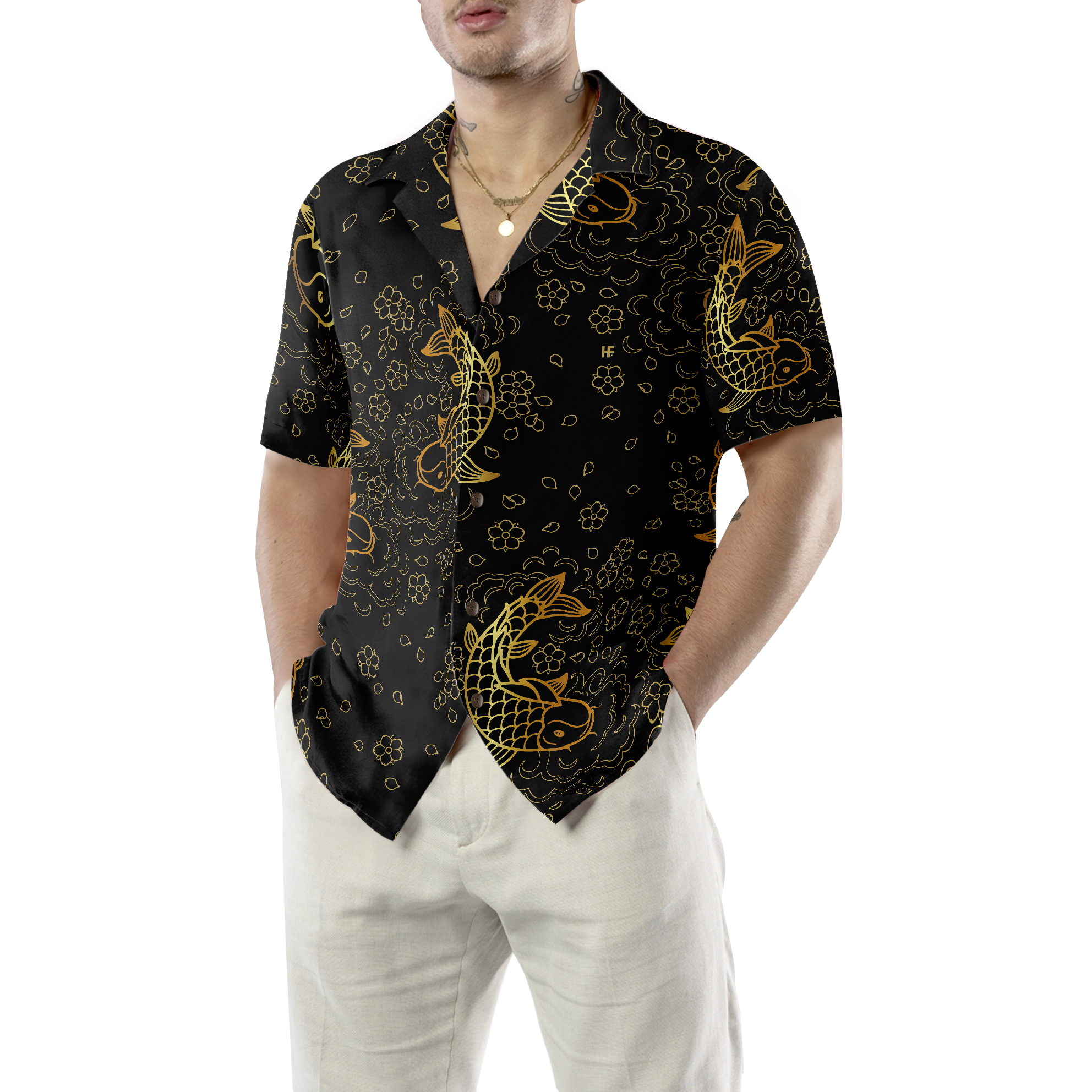 Koi Fish Seamless Pattern Hawaiian Shirt - Hyperfavor