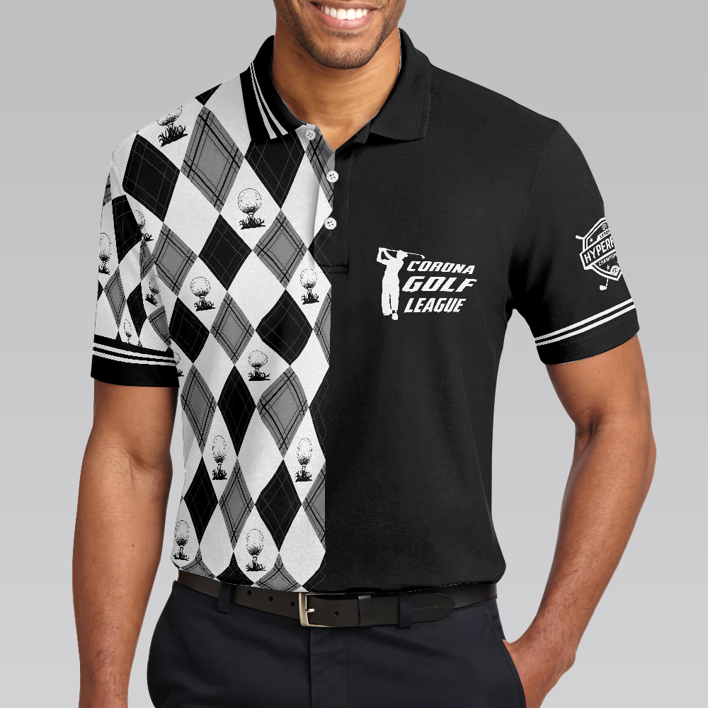 C-Golf League Customer Custom Polo Shirt, Argyle Pattern Polo Shirt, Best Golf Shirt For Men - Hyperfavor