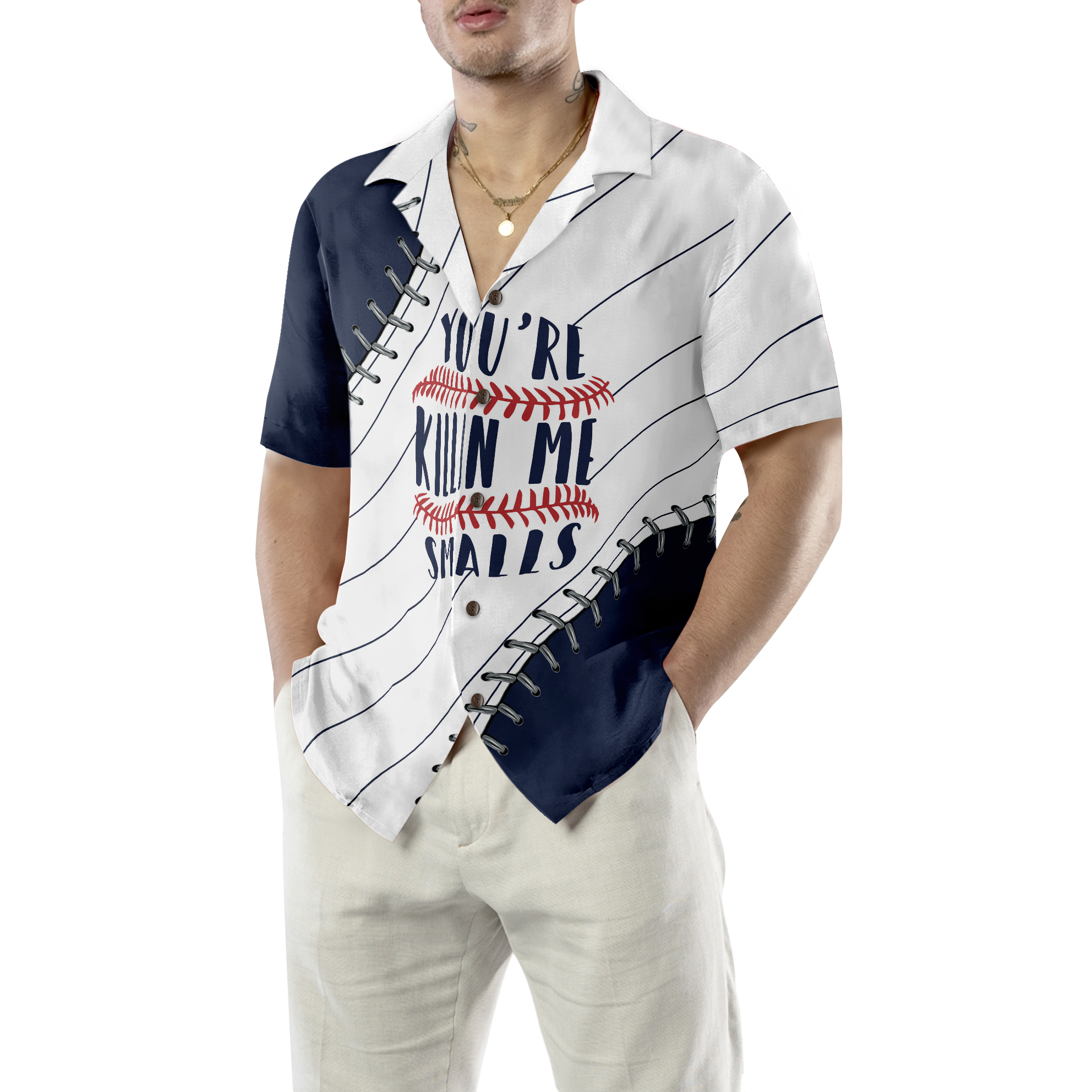 Baseball Lover Navy Blue Hawaiian Shirt - Hyperfavor