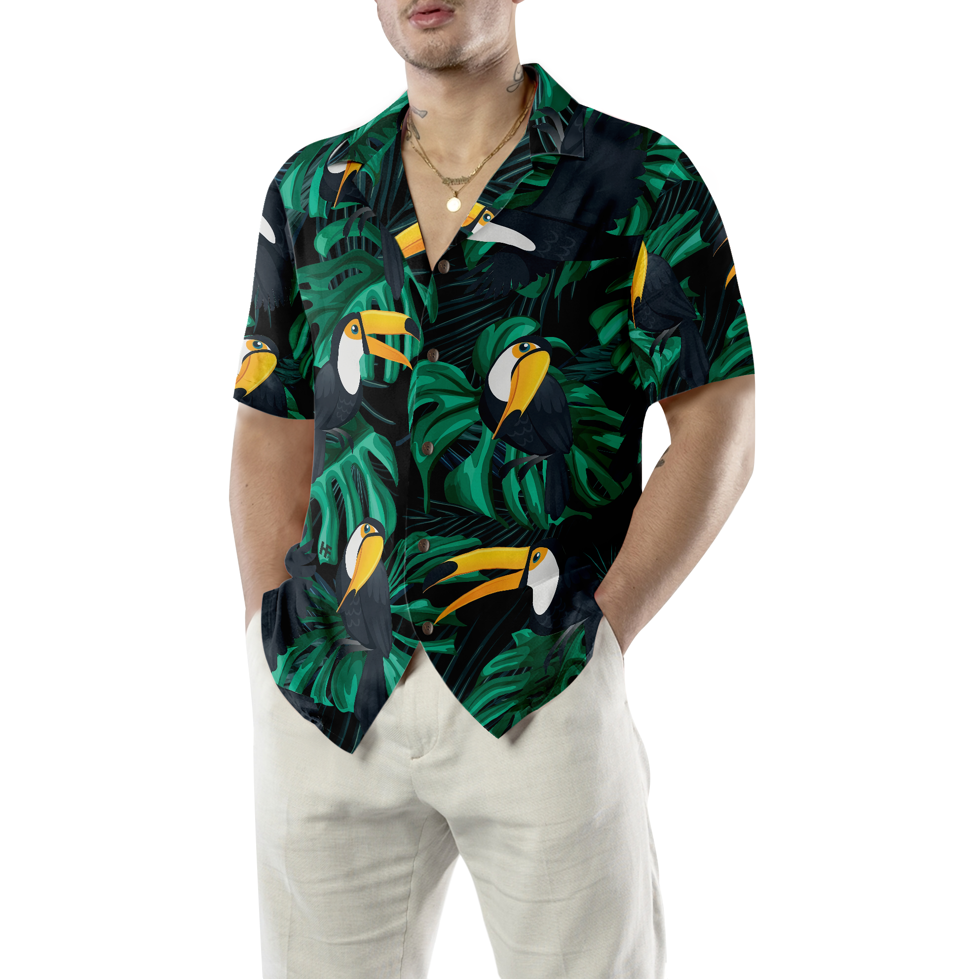 Toucan Birds Tropical Leaves Hawaiian Shirt - Hyperfavor