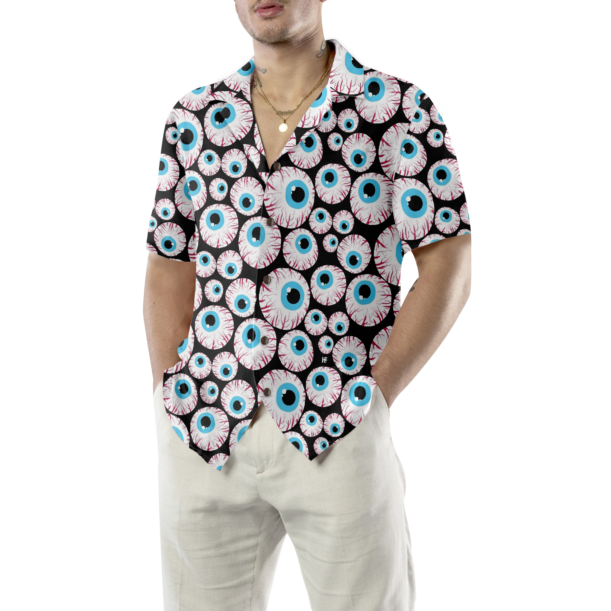 Halloween Creepy Eyeballs Hawaiian Shirt - Hyperfavor