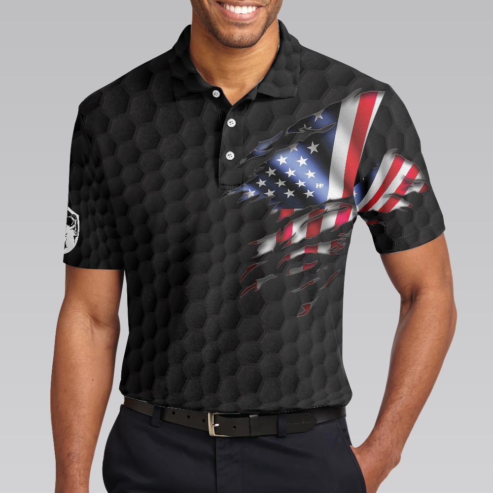 American Men Golfer Black Version Golf Polo Shirt - Hyperfavor