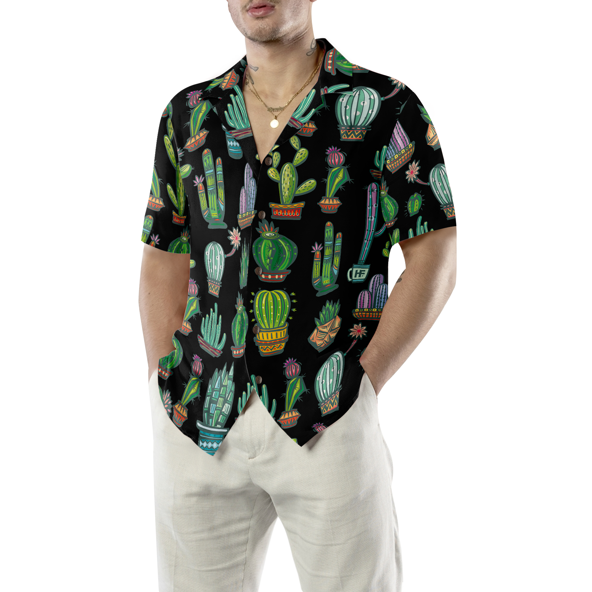 Cute Colorful Cactus Hawaiian Shirt - Hyperfavor