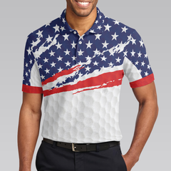 Golf Texture Short Sleeve USA Golf Polo Shirt, American Flag Polo Shirt, Patriotic Golf Shirt For Men - Hyperfavor