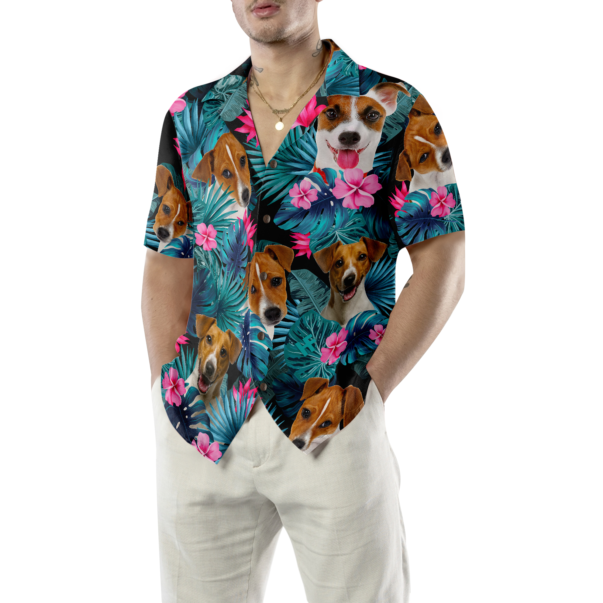 Tropical Jack Russell Terrier Hawaiian Shirt - Hyperfavor