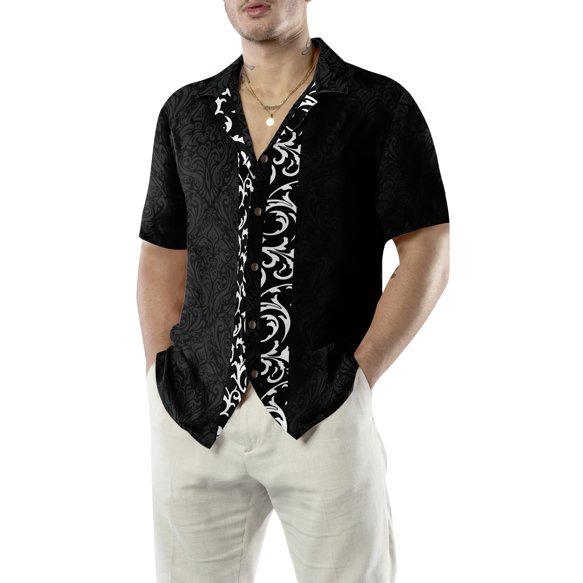 Premium Floral Royal Style Goth Hawaiian Shirt - Hyperfavor