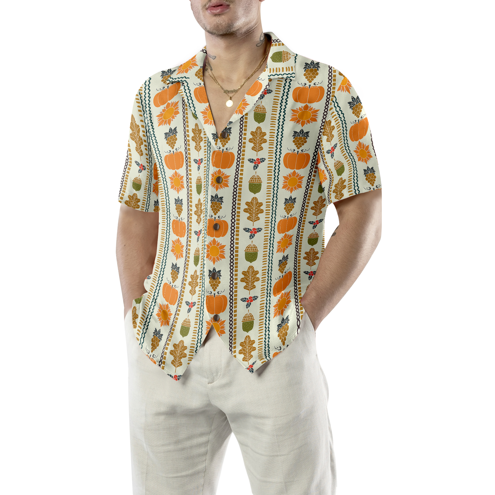 Thanksgiving Day Vertical Pattern Hawaiian Shirt - Hyperfavor