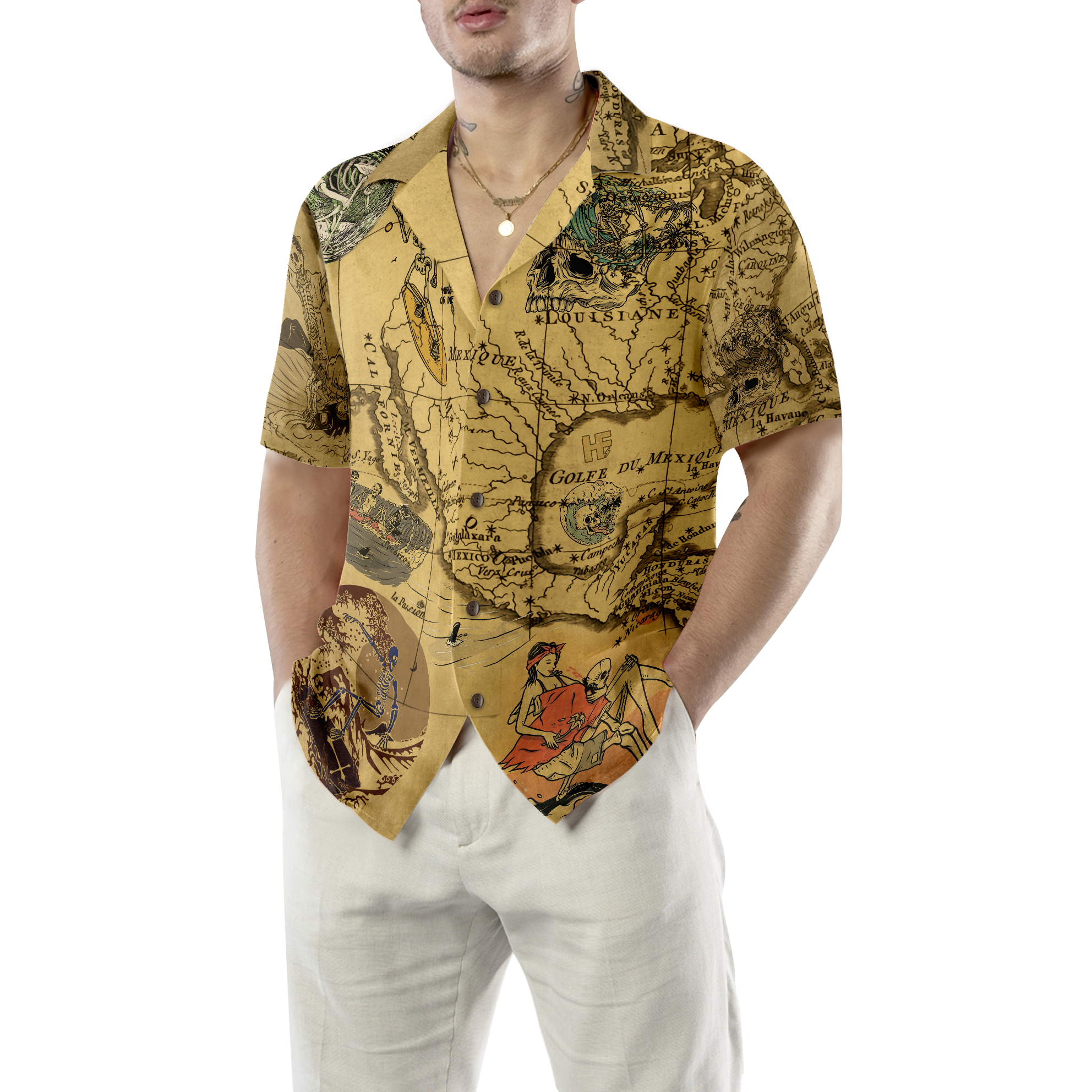 Skeleton Surfing Hawaiian Shirt - Hyperfavor