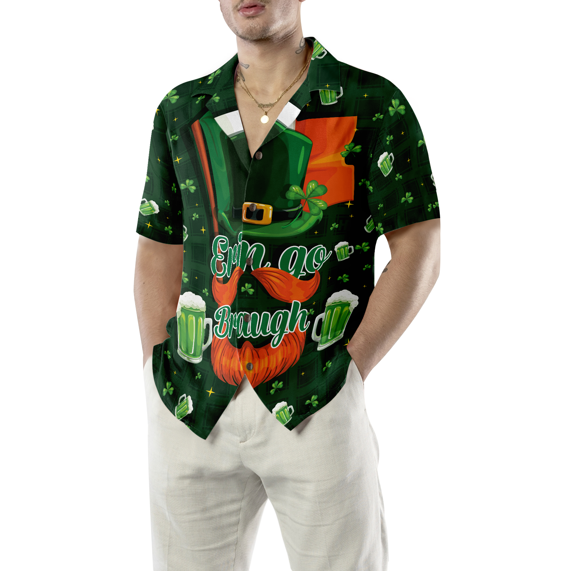 Ireland Forever Beer And Green Seamless Ireland Hawaiian Shirt - Hyperfavor