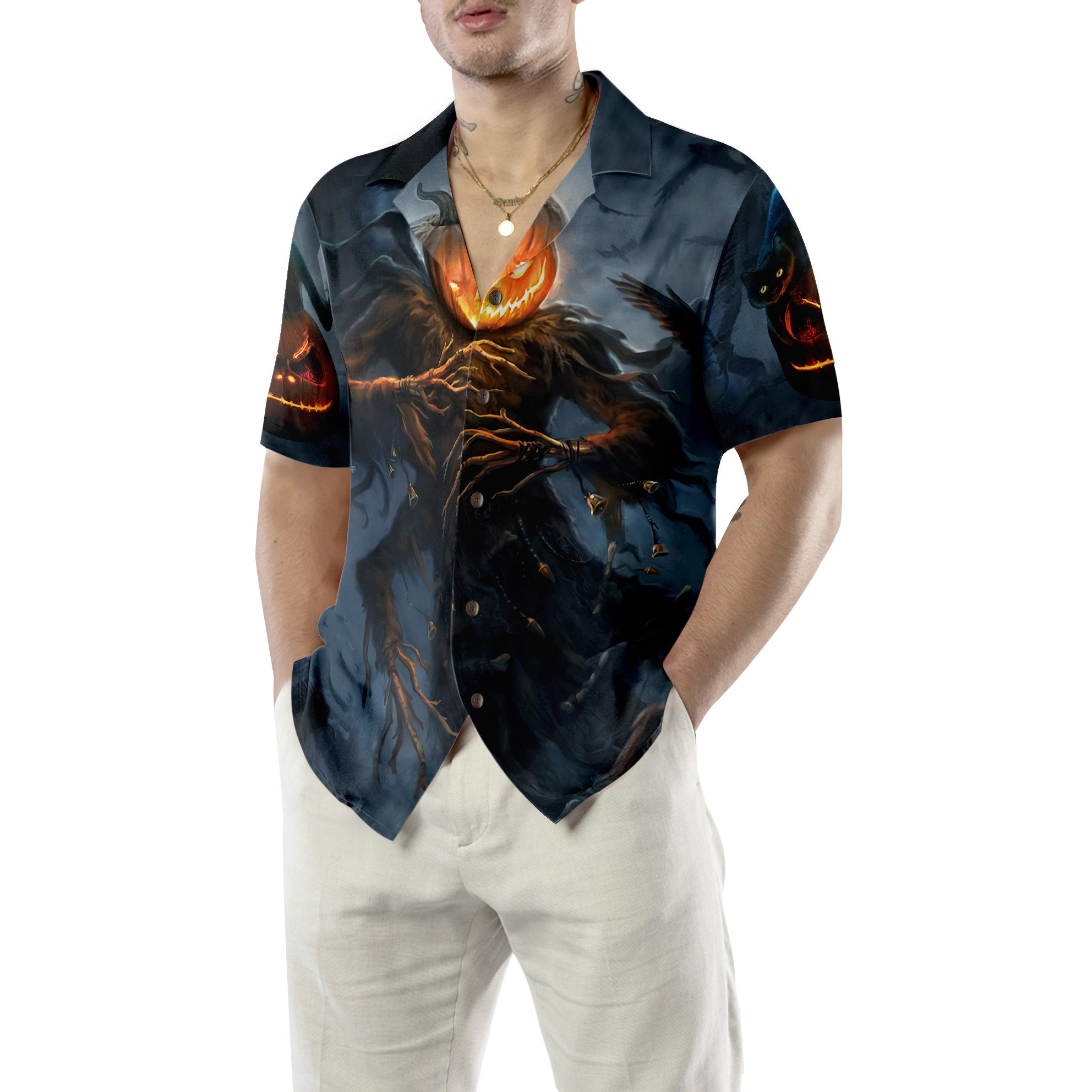 Pumpkin Cat Monster Halloween Hawaiian Shirt, Halloween Shirt For Men And Women - Hyperfavor