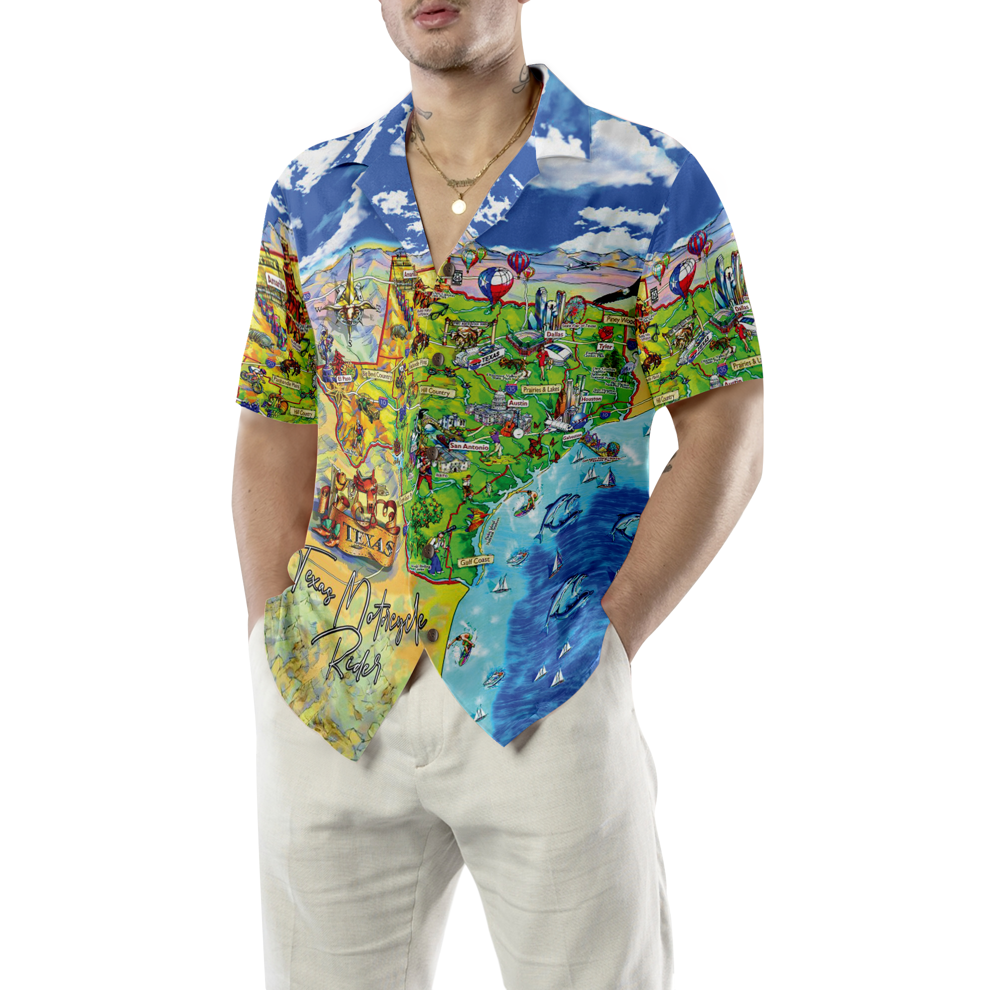 Beach Travel Custom Texas Hawaiian Shirt, Personalized Texas State Map Pattern Shirt, Texas Home Shirt For Men - Hyperfavor