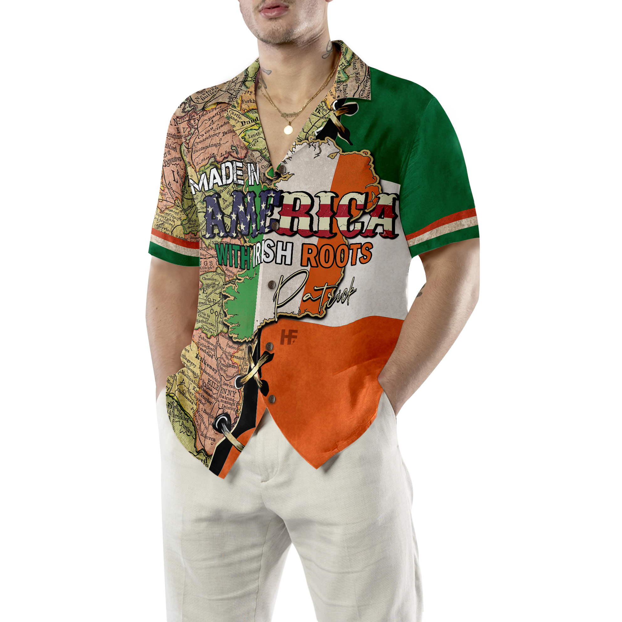 Made In America With Irish Roots Custom Hawaiian Shirt - Hyperfavor