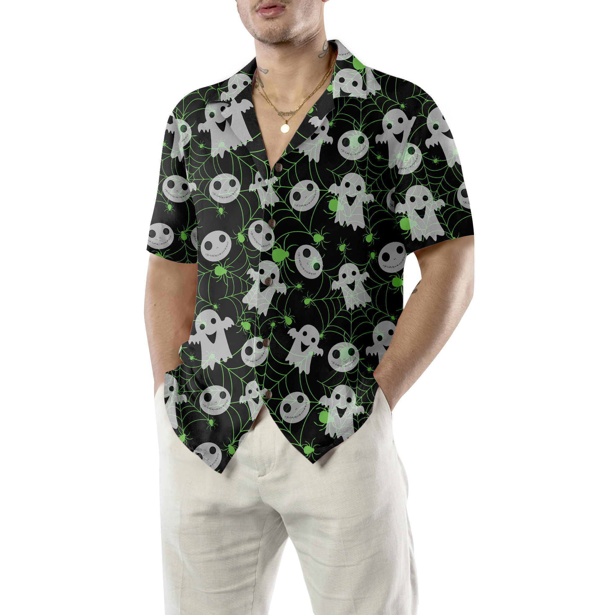 Halloween Spider Web Shirt For Men Hawaiian Shirt - Hyperfavor