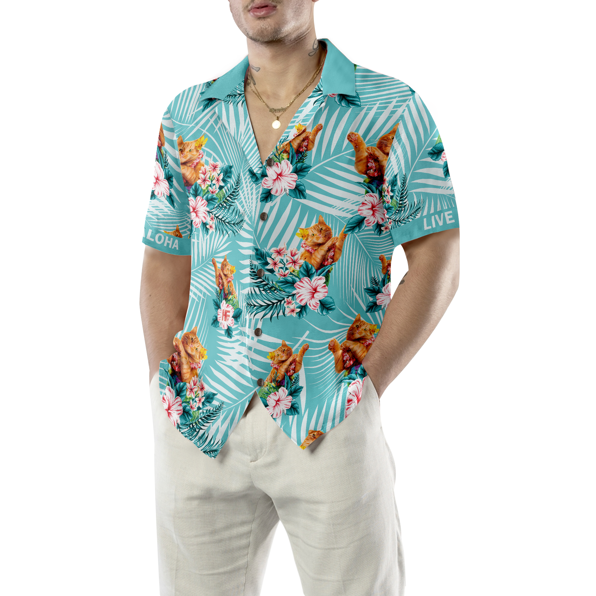 Cat Aloha Hawaiian Shirt - Hyperfavor