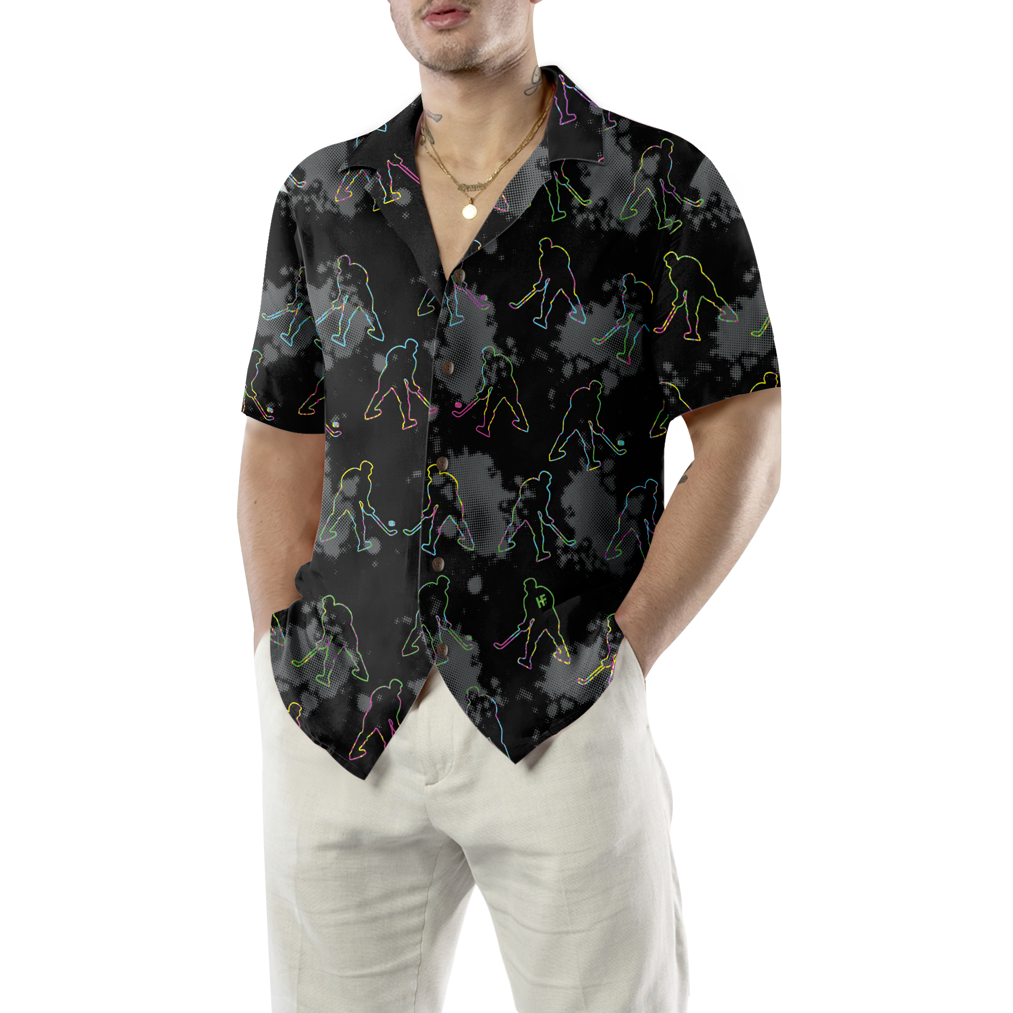 Grunge Pattern Boys Hockey Hawaiian Shirt - Hyperfavor