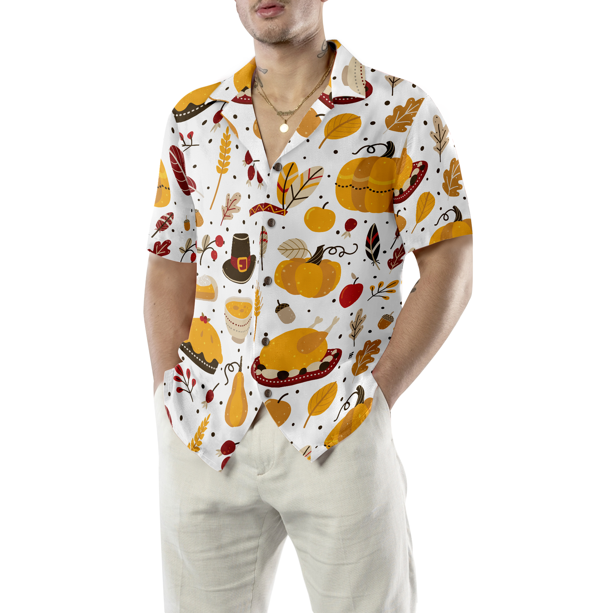 Thanksgiving Pattern Hawaiian Shirt - Hyperfavor