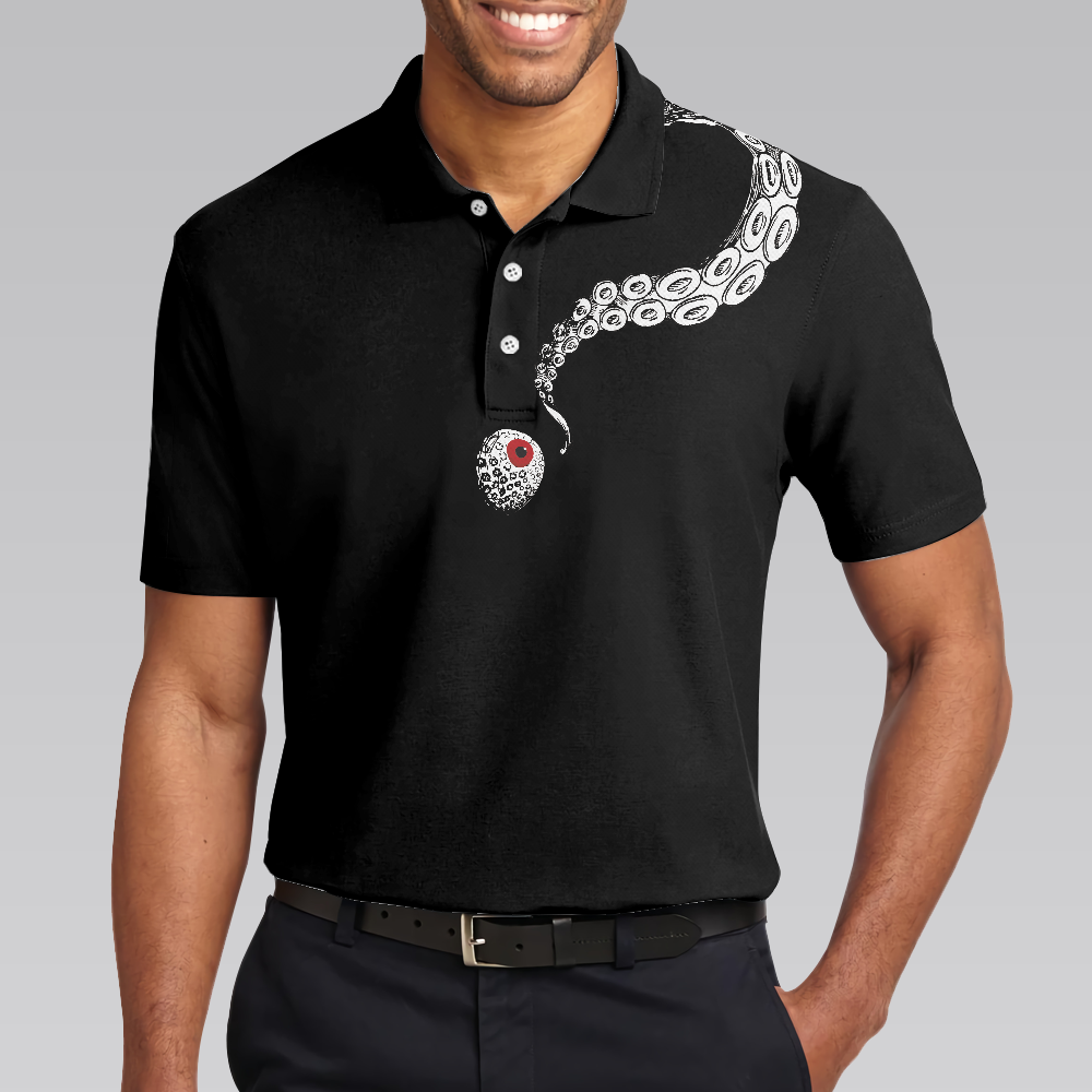 Red Sea Octopus Golf Polo Shirt, Eye Golf Ball, Artistic Golf Shirt For Men, Gift For Golfers - Hyperfavor