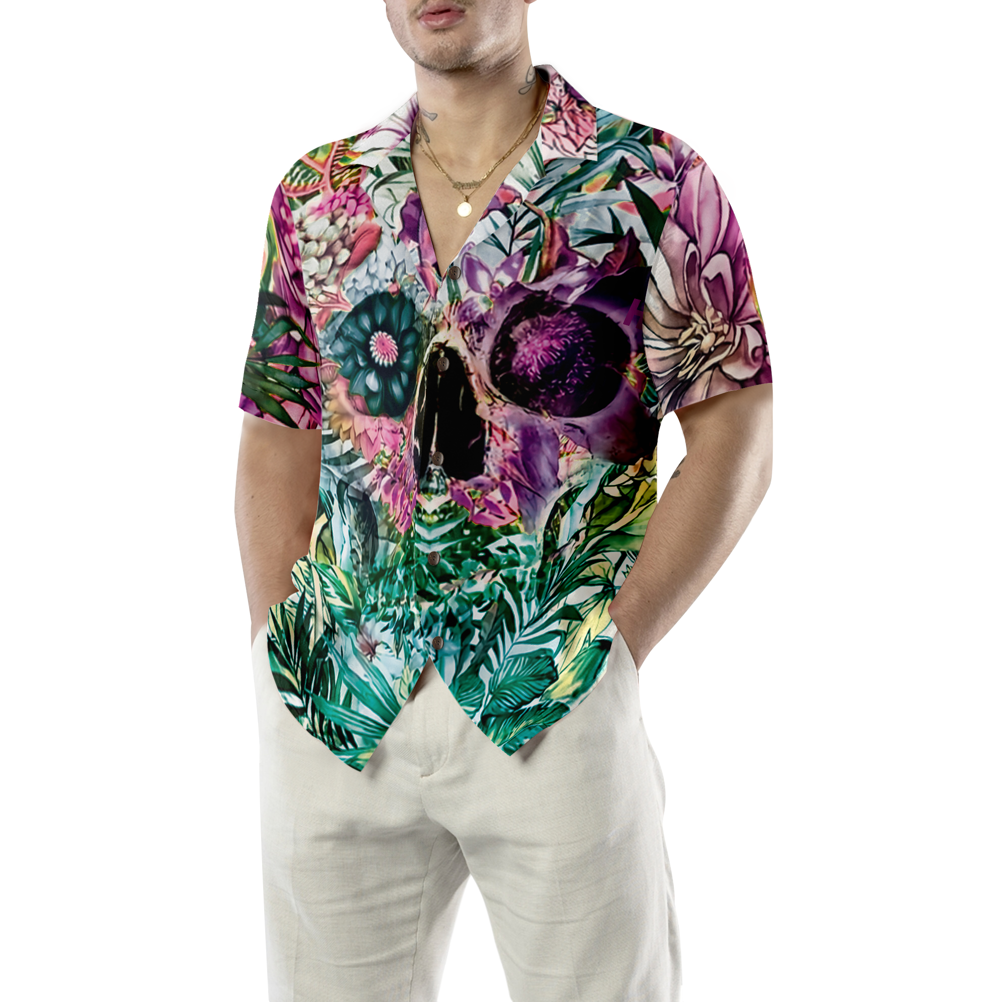 Summer Tropical Skull Pattern Hawaiian Shirt - Hyperfavor