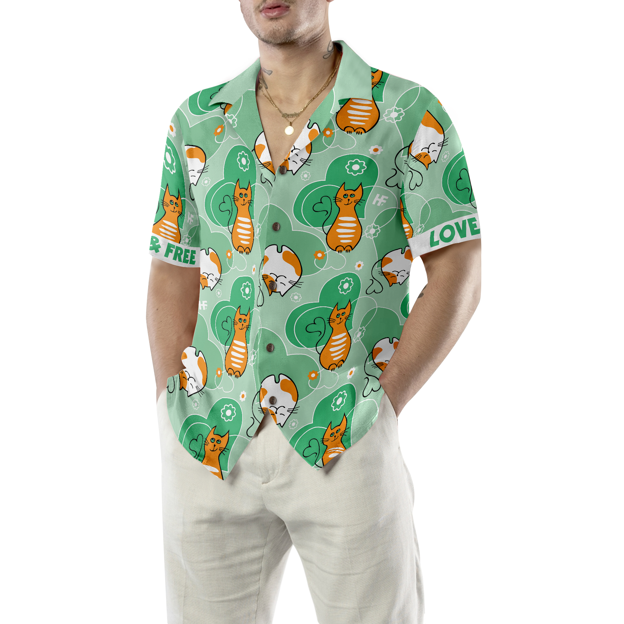 Cat Love And Free Hawaiian Shirt - Hyperfavor